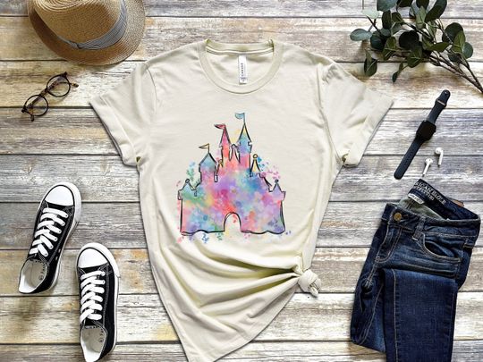 Watercolor Castle Shirt, Magic Kingdom Disney World 50th Anniversary T-shirt