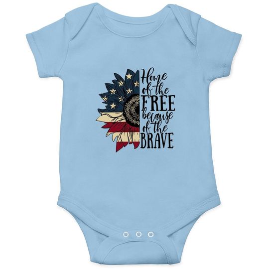 Home Of The Free Usa Baby Bodysuit Patriotic Graphic Tee Baby Bodysuit 4th Of July Independence Day Sunflower Summer Tops