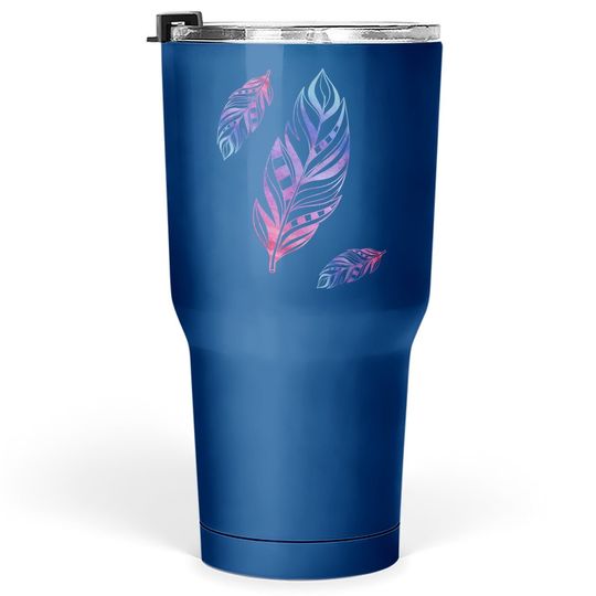 Colorful Feathers Indian Heritage Native American Tumbler 30 Oz