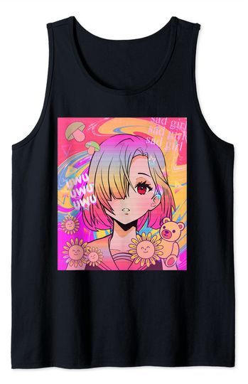 Sad Manga Tank Top Kidcore Aesthetic Vaporwave Retro
