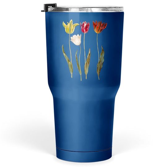 Elegant Tulips Flower Antique Plants Botanical Vintage Gift Tumbler 30 Oz