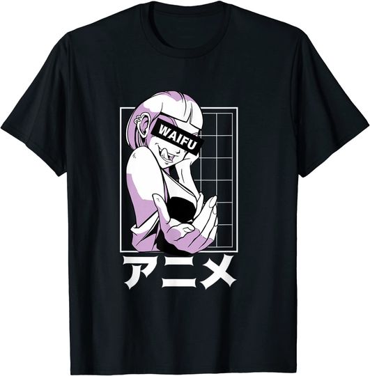 Waifu Material T-shirt Anime Girl Gothic Aesthetic Waifu 90s Dar Lofi Kawaii