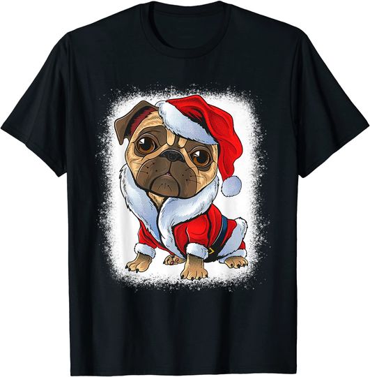 Christmas Santa Pug Pugmas Bleached Funny Xmas Kids Boys T-Shirt