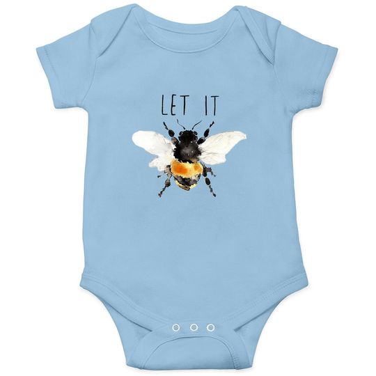 Vintage Let It Bee Letter Print Baby Bodysuit Summer Short Sleeve Cute Bee Graphic Tees Tops