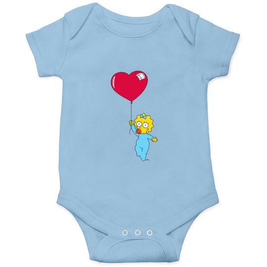 The Simpsons Maggie Heart Balloon Valentine's Day Baby Bodysuit
