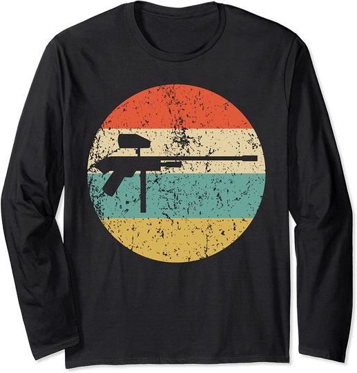 Paintball Gun Silhouette Retro Sports Long Sleeve
