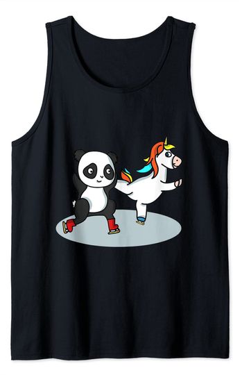 Panda Unicorn Figure Skater Race Skating Ice Skates Tank Top