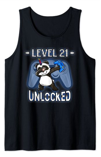 Level 21 Unlocked - Dabbing Pandicorn Gamer 21st Birthday Tank Top