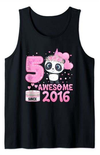 Awesome since 2016 5 Years Old 5th Birthday Panda Unicorn Tank Top