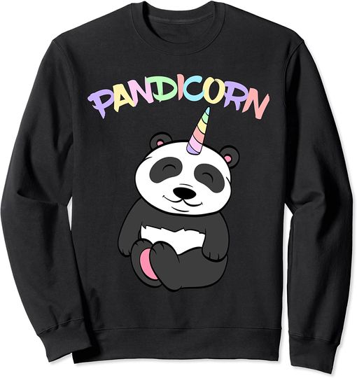 Panda Unicorn Sweatshirt Colorful Bamboo Animal Rainbow
