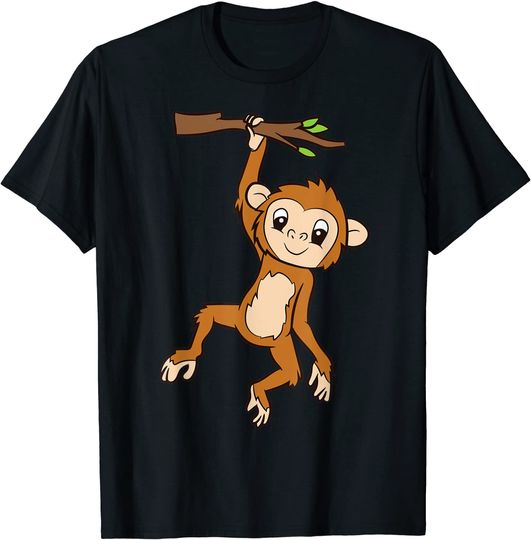 Monkey T-Shirt Hanging On Branch Ape Kids Cute