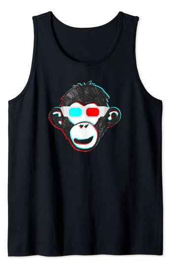 3D Glasses Monkey Tank Top