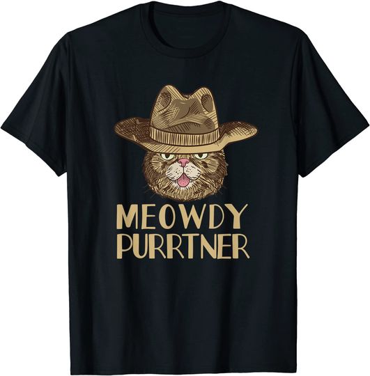 Cowboy Cat T-shirt Meowdy Purrtner Funny Southern Cat Pun