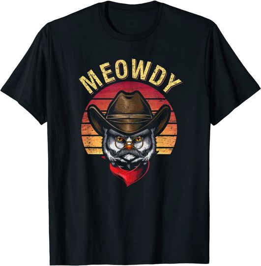 Cowboy Cat T-shirt Meowdy Texas Cat Meme Retro Cowboy Cat Lovers