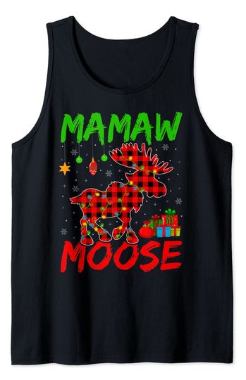 Buffalo Plaid Family Matching Mamaw Moose Christmas Pajama Tank Top