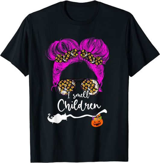 I Smell Children Messy Bun Teacher Life Halloween Costume T-Shirt
