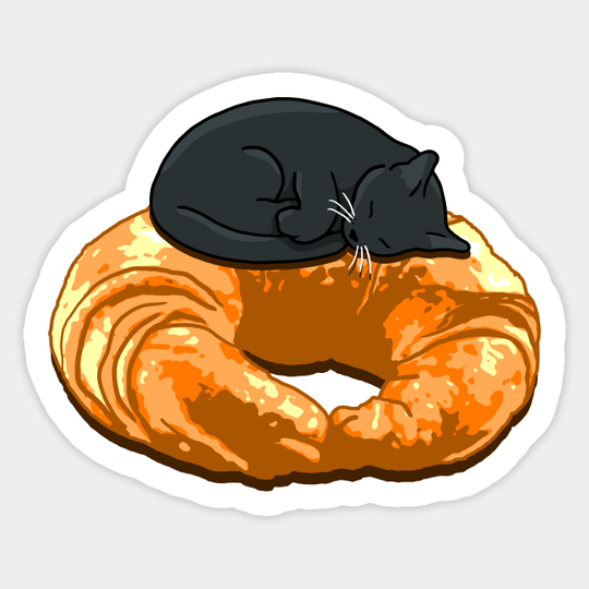 Croissant Black Cat - Cats - Sticker