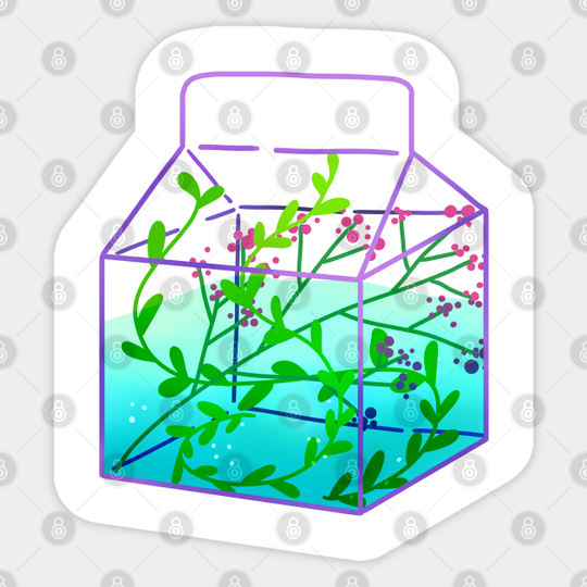 Juice box water terrarium aka aquarium - Aesthetic - Sticker