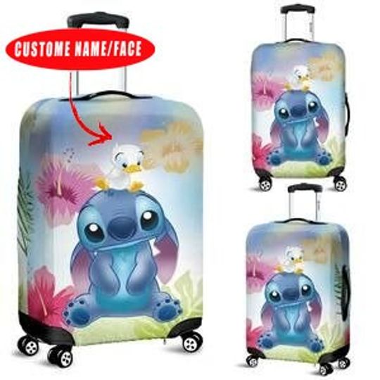 Stitch Disney Luggage Cover,Personalized Name Luggage Cover,Stitch Travel Luggage