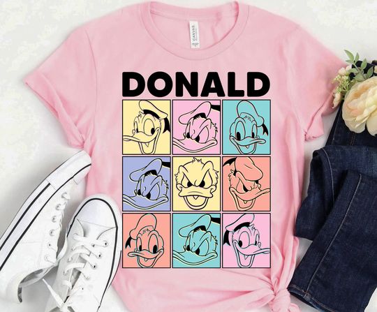Disney Donald Duck Pastel Boxes Graphic T-Shirt, Moods Of Donald Shirt, Disneyland Matching Tee Trip Gift