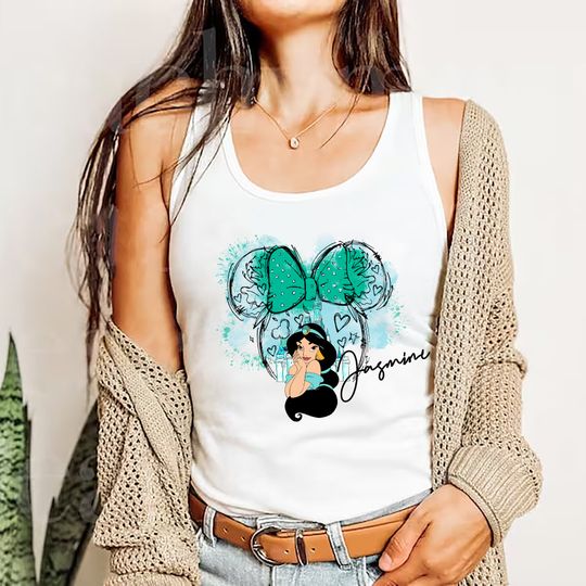 Princess Tank Top, Princess Jasmine Tank, Princess Watercolor Shirt, Disney Jasmine Tank