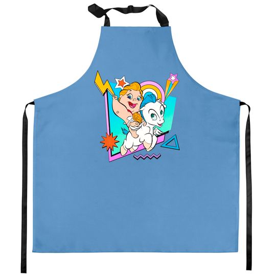 Retro 90S Baby Hercules and Pegasus Kitchen Aprons / Disney Hercules Kitchen Aprons