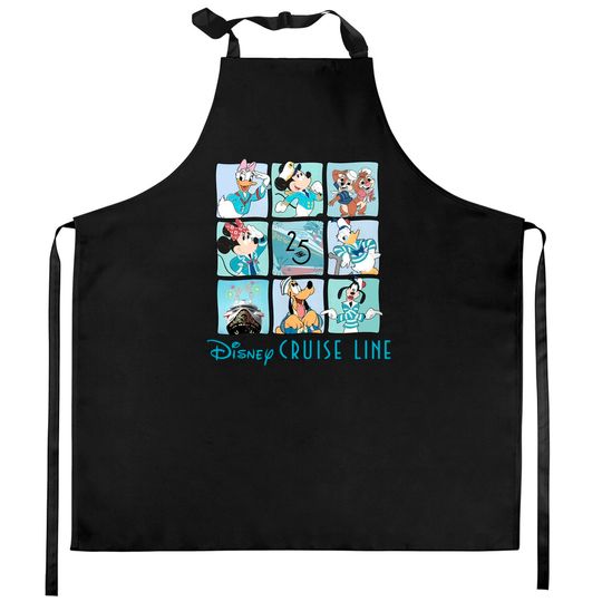 Disney Cruise line 25th anniversary Kitchen Aprons, Silver anniversary at sea Kitchen Aprons, Family cruise 2023 Kitchen Aprons