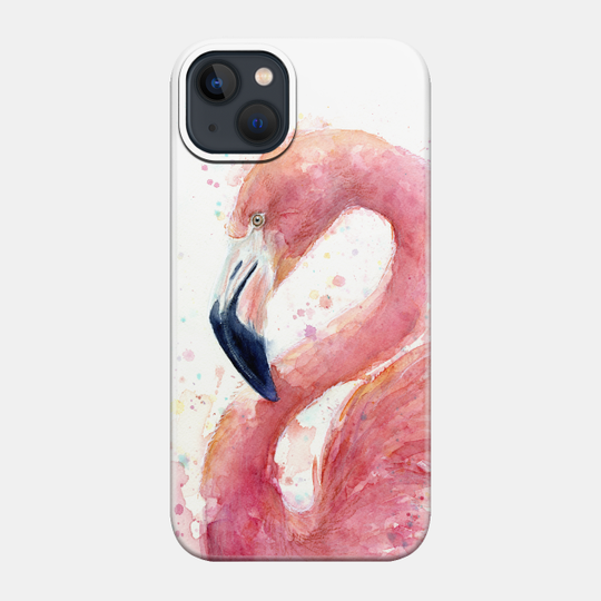 Pink Flamingo Watercolor - Coral - Phone Case