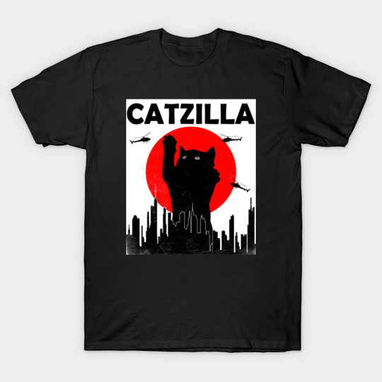 Catzilla Vintage Japanese Sunset Style Cat Kitten Lover T-Shirt - Catzilla - T-Shirt