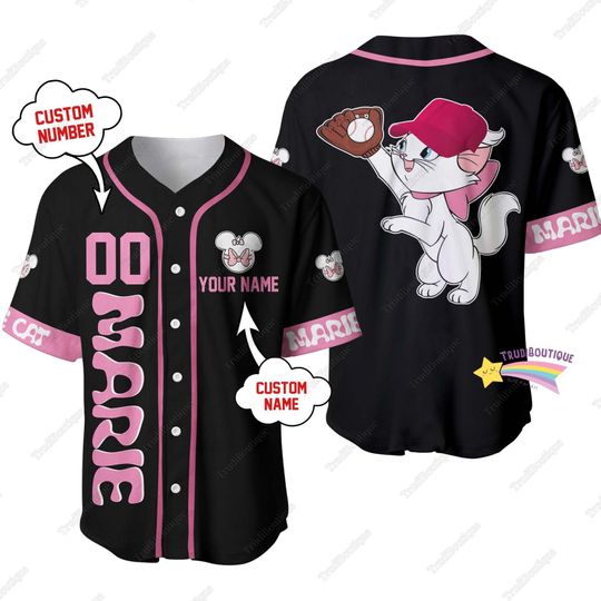 Personalized Marie Cat Jersey, The Aristocats Baseball Jersey, Marie Cat Baseball Jersey Shirt, Disney Baseball Jersey, Marie Cat Shirt