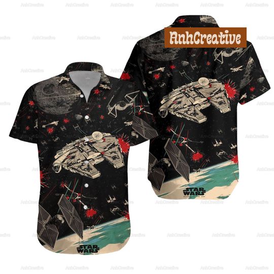Disney Star Wars Hawaiian Shirt, Starwars Return Of The Jedi Button Shirt