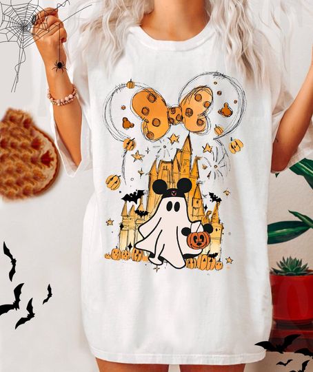 Mickey Ghost Shirt, Disney Halloween Castle Shirt, Minnie Mouse