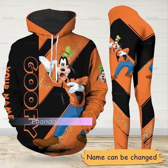 Goofy Hoodie/Leggings, Personalized Goofy Dog Hoodie, Disney Goofy Hoodie, Goofy Workout Leggings