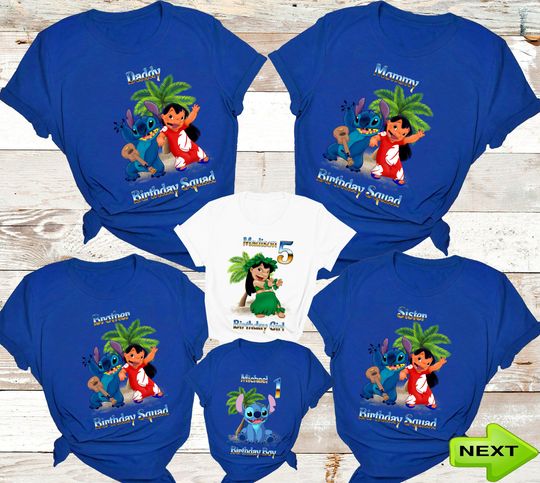 Lilo and Stitch Birthday Shirt,Family Disney Lilo and Stitch Birthday T-shirts,Disney Birthday Family Shirt