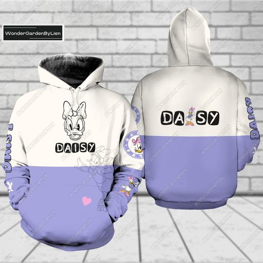 Daisy Duck 3D Hoodie, Disney Daisy Zip Hoodie, Disney Family Trip 3D Hoodie