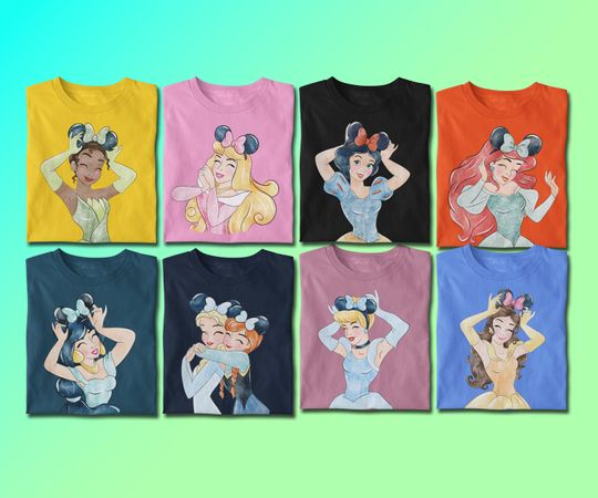 Matching Princess Mouse Ears Shirt, Snow White Shirt, Matching Disney Group Shirts, Belle, Mermaid, Jasmine, Aurora, Tiana, Cinde Shirt