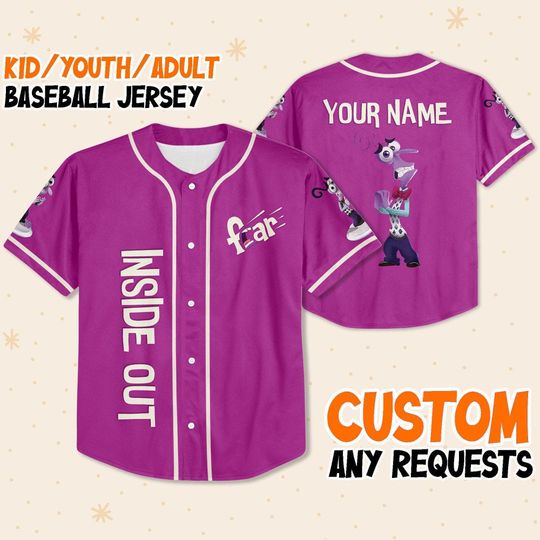 Personalized Disney Inside Out Fear Typographic Emotions, Disneyland Jersey