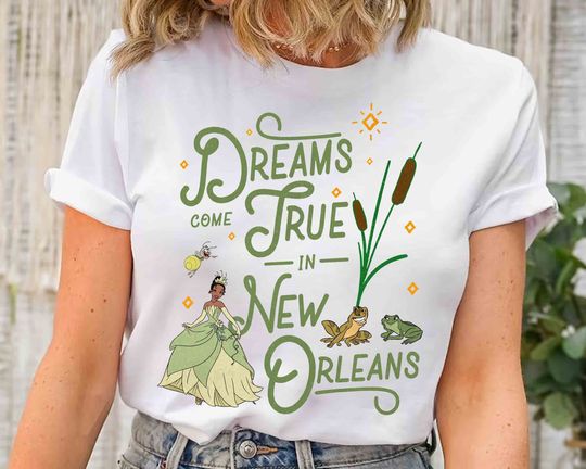 Retro Tiana Dream Come True in New Orleans T-shirt, Disney Princess and the Frog Characters Tee