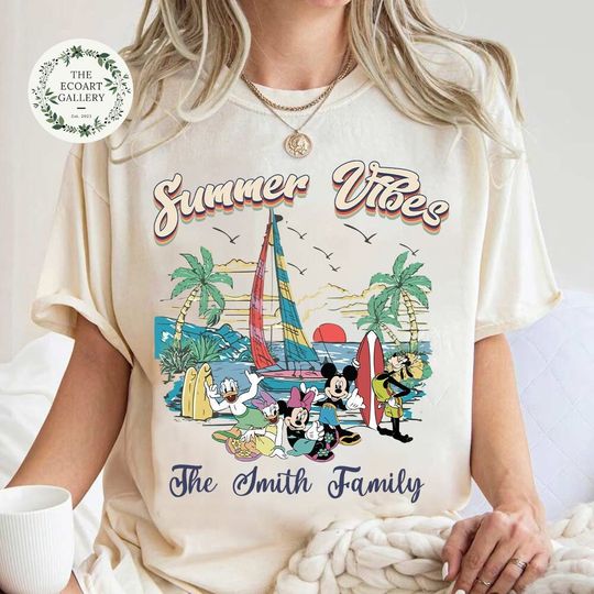 Mickey and Friends Summer Vibes Disney Cruise Shirt, Let's Cruise Disney Summer Trip, Disney Family Cruise Vacation 2024