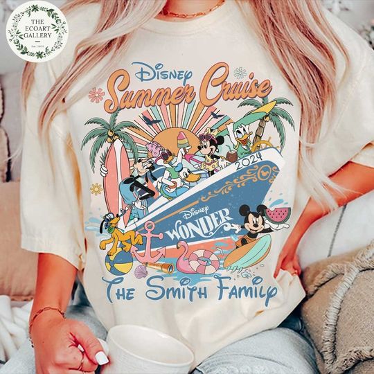 Mickey and Friends Summer Vibes Disney Cruise Shirt, Let's Cruise Disney Summer Trip, Disney Family Cruise Vacation 2024