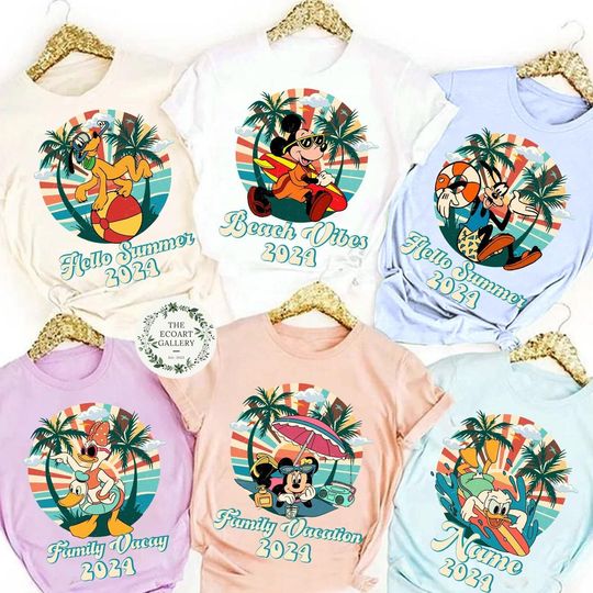 Personalized Mickey and Friends Summer Vibes Disney Cruise Shirt, Disney Family Cruise Vacation 2024