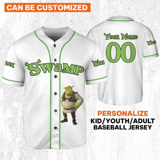 Personalize Shrek Swamp White Green, Disney Fiona Princess Gift, Funny Movie Cartoon