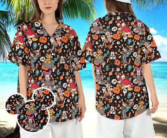 Mickey and Friends Halloween Hawaiian Shirt, Disneyland Halloween Hawaii Shirt