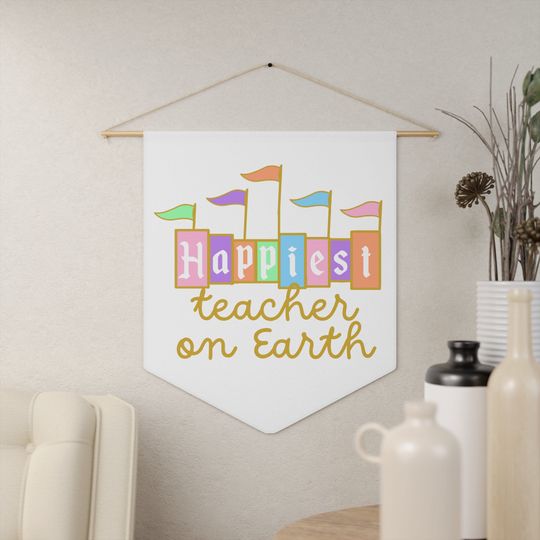 Happiest Teacher on Earth Wall Pennant | Disney Wall Decor | Disney Magic Wall Hanging