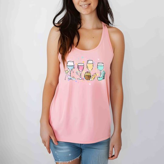 Disney Princess Wine Tank Top Shirt | Epcot Drinking Around the World Sleeveless Shirt