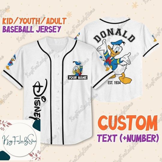 Donald Duck Baseball Jersey, Donald Duck Shirt, Disney Baseball Jersey