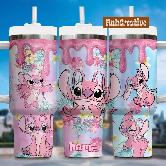 Personalized Disney Angel Tumbler, Stitch And Angel 40oz Tumbler