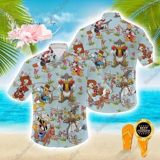 Donald Duck Cowboy Hawaiians Shirt, Donald Duck Western Disney Summer Shirt