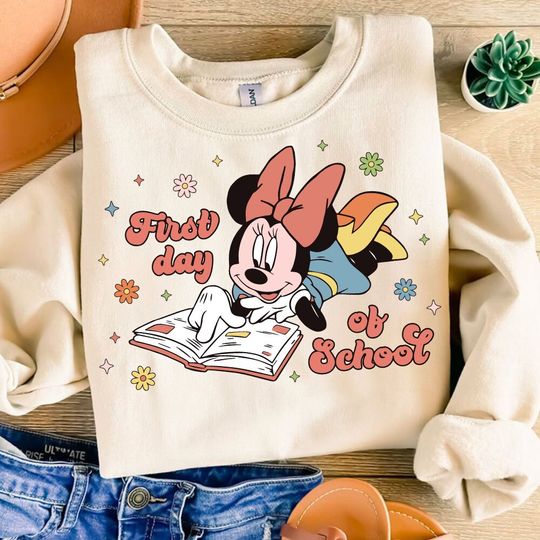 Minnie Mouse First day of school Sweatshirt, Disney Back to School Sweatshirt