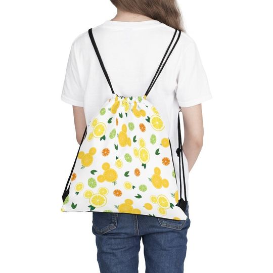 Hidden Mickey Citrus Drawstring Bag, Disney Accessory